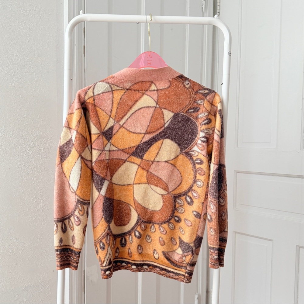 Rare vtg 60s Jacob Belle angora rabbit hair & lambswool metallic knit cardigan - Picture 2 of 11